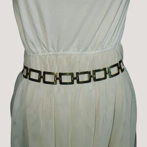 Gold Tone Chain Link Belt Vintage Versatile Adjustable Rectangle Design 1 Inch